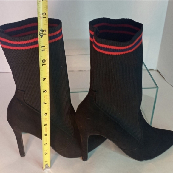 Anne Mitchelle Women Black Red Stretchy Ankle Sock Boots Size 8 - Picture 12 of 13